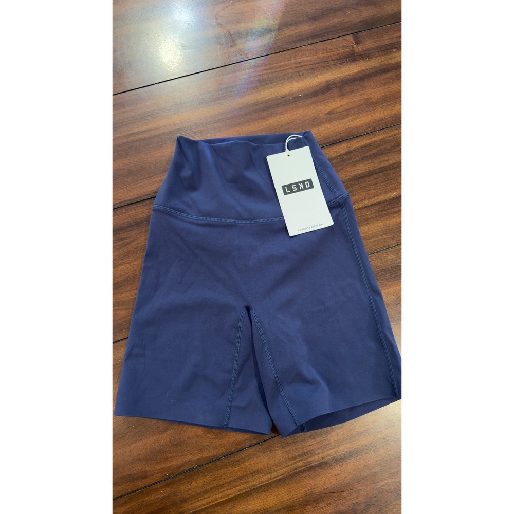 LSKD Elixir Mid Short Tight Future Navy XS High Waist Biker Shorts NEW NWT